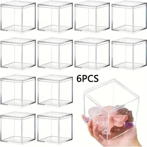 6-Piece Thick Acrylic Storage Box, Transparent Capsule Organizer, Desktop Tea Display Case, Durable and Clear Design