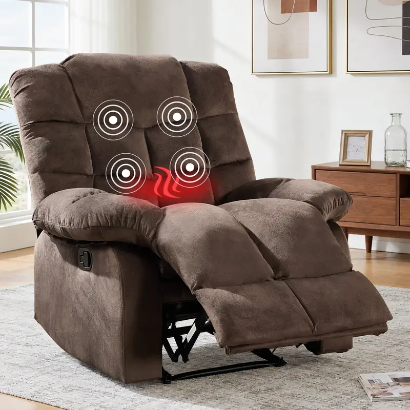 [DealsForYouDays] EBELLO Manual Recliner Chair with Massage and Heat, Fabric Recliner, Breathable Comfortable Lounger for Living Room