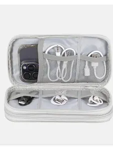 Double-Layer Simple Solid Color Eva Storage Bag, Essential Organizer for Headphones/wires/chargers/mobile Power Banks, Travel Electronics Accessories Pack