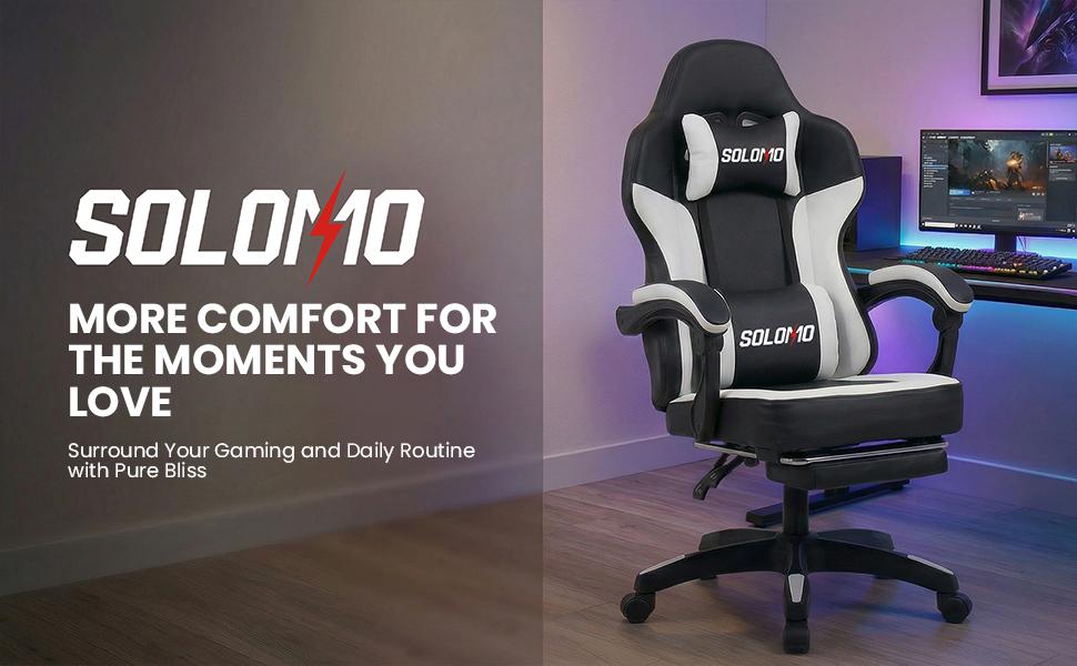 Gaming Chair with Footrest, Video Game Chair with Headrest and Lumbar Support, Linkage Armrest, High Back Reclining, Height Adjustable Game Chair for Adults