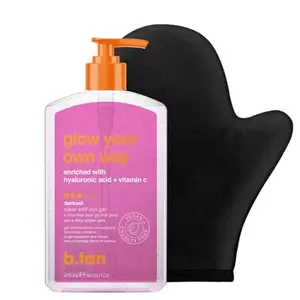 b.tan Best Clear Self Tanning Gel Kit | Glow Your Own Way Bundle - Ultra Dark, Quick Express Tanner for Face & Body with Applicator, No Transfer
