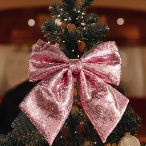 2pcs Large Glitter Christmas Bowls, Glitter Bows for Wreaths, Fireplace, Porch Decor, Holiday Decor, DIY Crafts, Seasonal Home Decoration