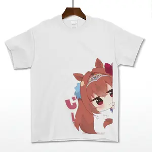 Daiwa Scarlet Vintage Oversized Tee – Bold Red Anime Horse Girl Graphic on Heavy Cotton Fashion Menswear Top Streetwear Casual Tshirt Shirt Casual Loose Fit