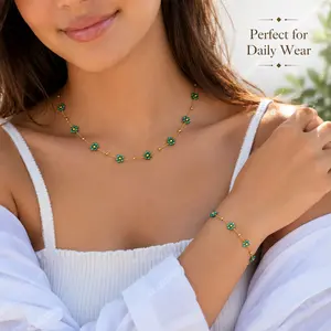 Women's Gold Green Flower Crystal Jewelry Set - Bedazzling Style, Elegant, Lightweight, Comfortable, Versatile, Feminine Summer Gift for Daily Wear & Special Occasions