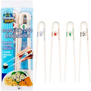 Home Easy-to-Use Chopsticks, Plastic Dishwasher Safe, Great for All Ages, Parties, Stocking Stuffer, 4 Count