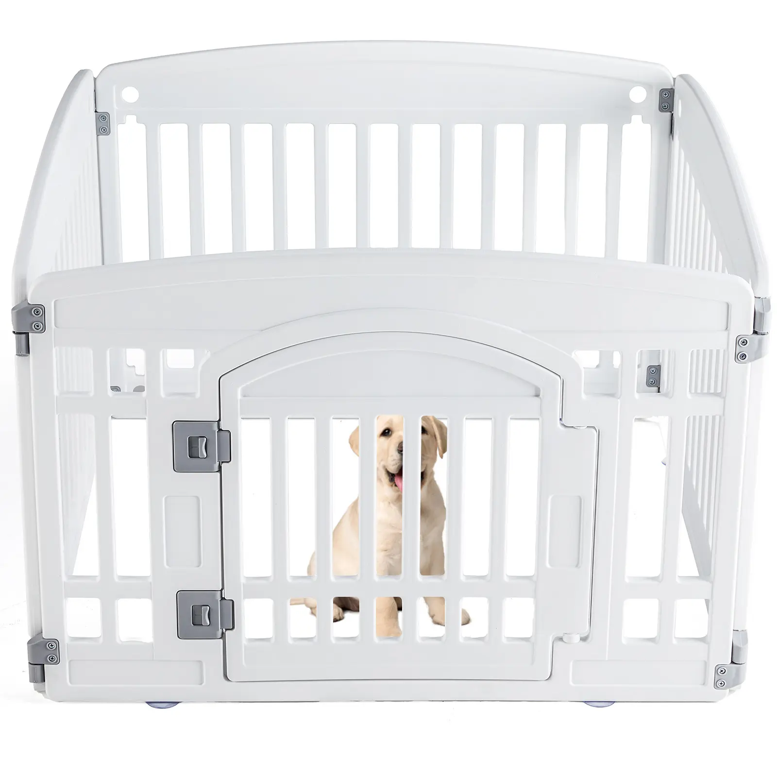 White Portable Puppy Playpen - 4/6-Panel Dog Fence with Rounded Corners, Safe Enclosure, Foldable Exercise Pen, Easy Cleaning for Indoor/Outdoor Use
