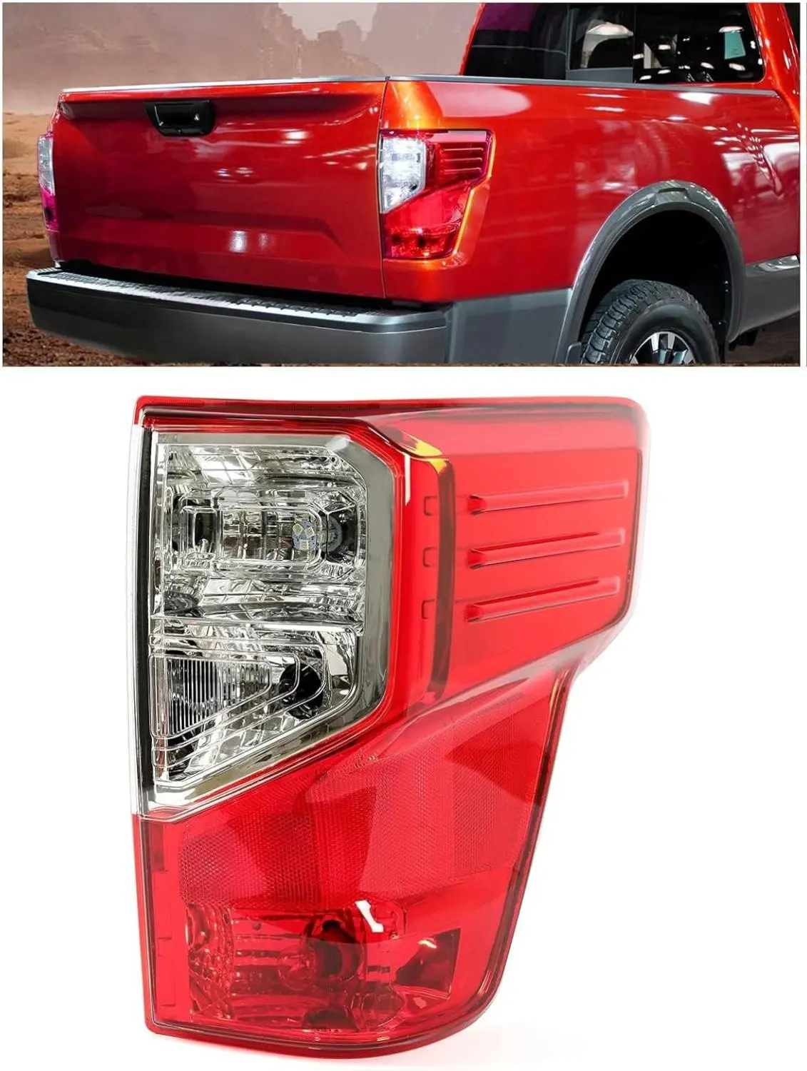 HECASA Rear Right LED Tail Light Brake Lamp with Bulbs for 2016-2023 Nissan Titan Truck, Titan XD (Passenger Side) - Replace Part 26550-EZ23D, NI2801213, LED Turn Signal Light, Led Lights