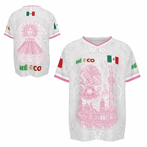Mexico 2026 Soccer Jersey for Men & Women – Retro White & Pink Football Shirt with Mayan Pyramid, Independence Angel & Aztec Sun God Design