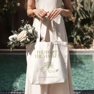 Fresh Off the Market Personalized Bridal Shower Tote Bag - Farmer's Market Party Favor