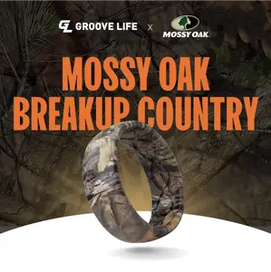 Groove Life x Mossy Oak Ring - Breakup Country Camo Silicone Ring | Breathable, Comfortable, Camouflage Rubber Wedding Rings for Men, Men's Jewelry, Accessory, Limited Lifetime Warranty