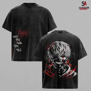 Kaneki Ken Tee Wash – Tokyo Ghoul Washed Anime Manga T-Shirt, Vintage Washed Dark Graphic Tee, Unisex Oversized Streetwear Shirt, Gothic Horror Anime T-shirt, Kaneki Character Art Tee, Casual Oversize Washed Shirt, Gift for Tokyo Ghoul Fans
