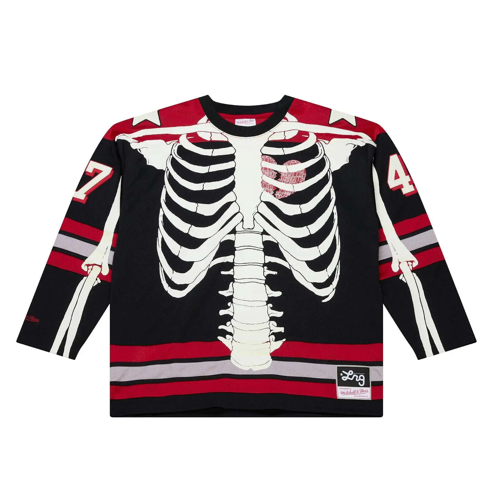 M&N x LRG Black Dead Serious Hockey Jersey Throwback NHL Fan Gear Mitchell & Ness