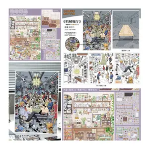 3D Steam Life Sticker Sheets (2-Pack, L) - Deluxe Layering Room Series (Coffee Time, Cyber Restaurant), Free Tweezers, DIY Cute Miniature Scenes Supplies for Scrapbooking Journaling, US Warehouse Fast Shipping