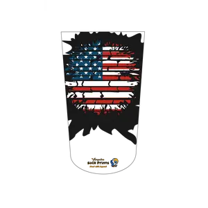 Amputee Sock "American Flag Circlular Broken Wall Black V1", 3PLY Residual Wound or Over Shrinker Sock, Prosthetic Limb Sock, 3ply Stump Sock