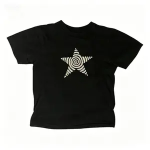 Retro lucky star T-shirt, retro women's shirt, retro casual short-sleeved T-shirt, Western-style graphic T-shirt, Y2K women's streetwear