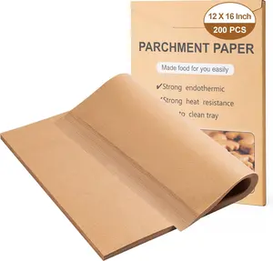 Unbleached Non-Stick Precut Parchment Paper Sheets, 200Pcs 12x16in, for Baking (Bread, Cakes) & Air Fryer Use, Essential Kitchen Bakeware Utensils