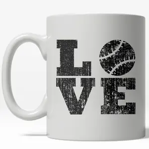 Love Baseball Mug Americas Pastime Sports Coffee Cup - 11oz Funny Coffee Mugs Ceramic Printed Drinkware Cup