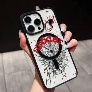 Magnetic Phone Case with Spider Web and Spider Pattern, Protective Shockproof Anti-Drop Full Coverage, Fashion Design, Fits iPhone 17promax and More