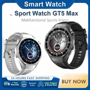 GT5 Max Premium Round Smart Watch with Large Dial & Long Lasting Battery - Make Calls Play Music 30+ Sports Modes Health Tracking for Fitness Enthusiasts Busy Professionals Daily Wear Wearable Smartphone