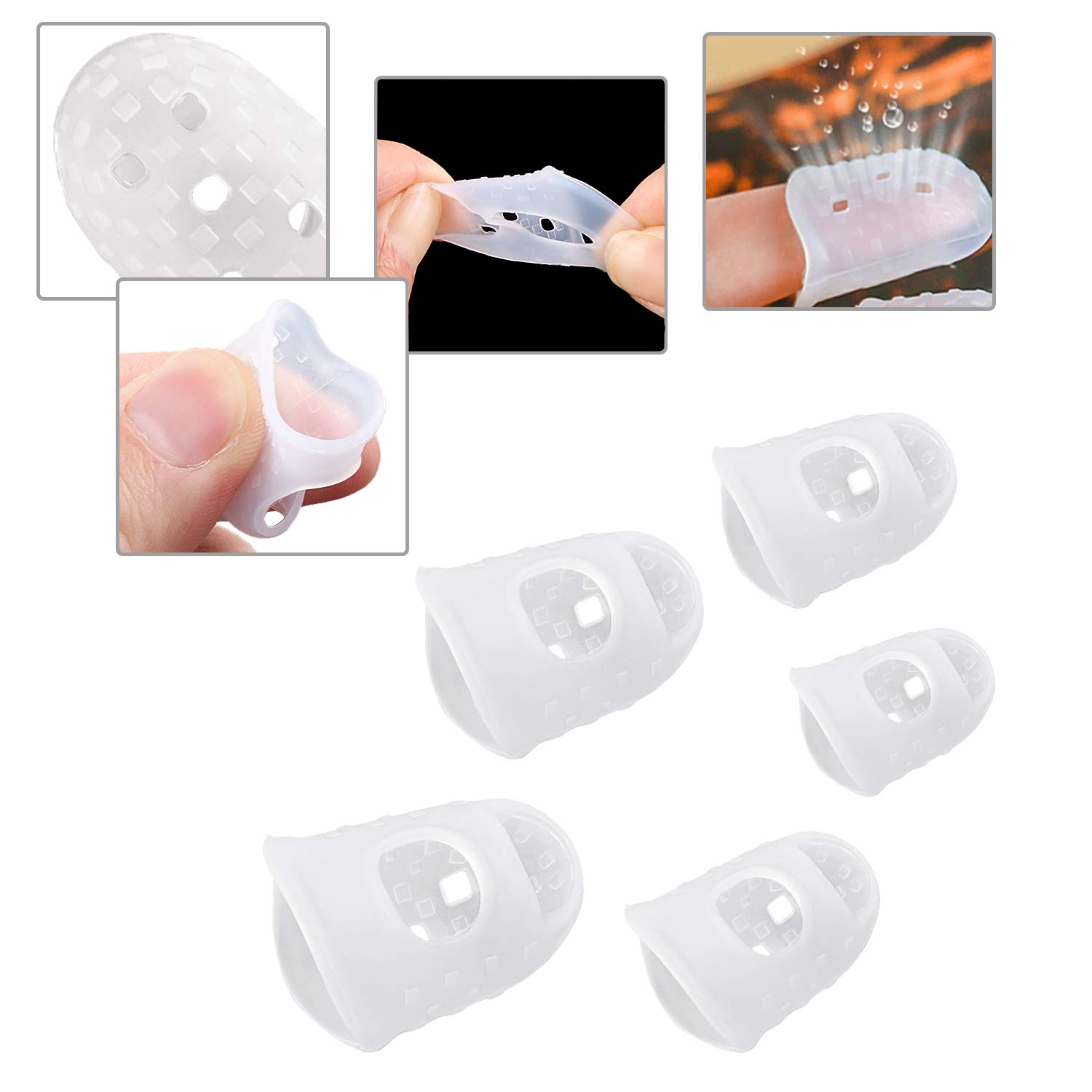 40 Pcs Silicone Guitar Finger Guards, 10 Pcs Guitar Picks Set for Stringed Instruments, Mandolin - 5 Sizes Finger Protection Guitars & Gear Accessories