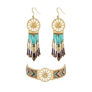 2 styles in a pack Handmade Miyuki seed bead jewelry set handmade bracelet earrings Japanese beads gift for her