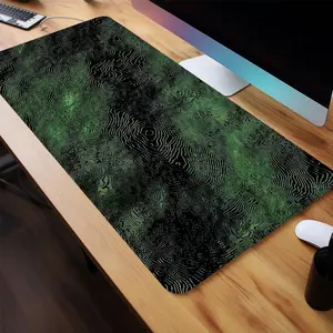 Green Lines Design Mouse Pad, Rectangle Gaming Mouse Pad, Non-Slip Rubber Base Stitched Edge Desk Pad for Desk Laptop Desktop, Office Desk Accessories