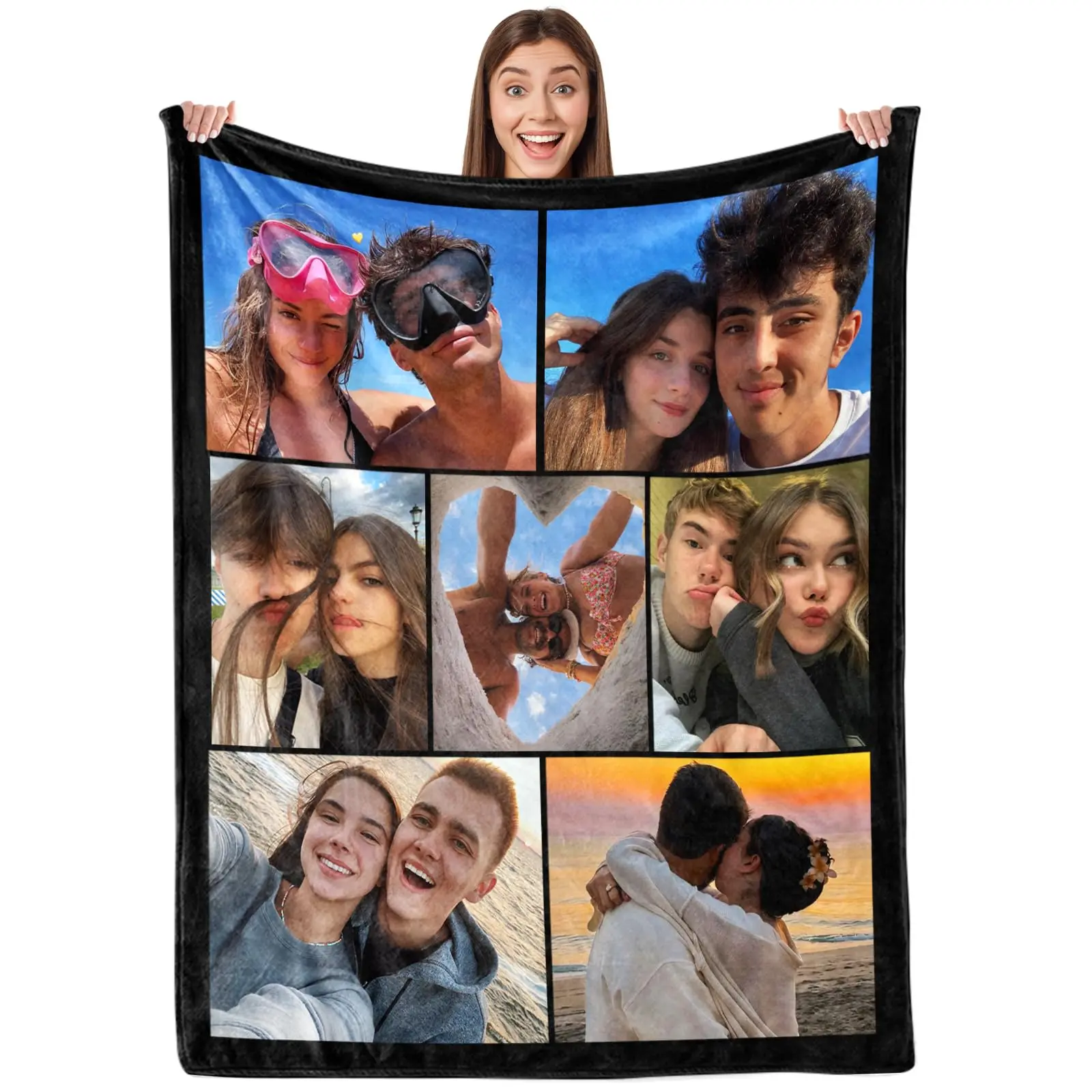 BARLEY ONE  Click "Shop Chat", Send Photos, Custom Photo Blanket with Text, Fast Next Day Shipping, Personalized Pictures Flannel Throw, Blanket for Husband, Wife, Boyfriend, Girlfriend, Perfect Valentine's Day, Birthday, Mother's Day Gift