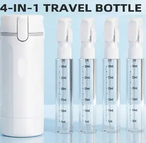 2026 New Model 4-in-1 Travel Dispenser Set - 4-Pack 30ml Leak-Proof Pump Bottles, Refillable Travel-Size Containers for Shampoo, Lotion, Skincare, Portable Emergency Supply Storage Kit