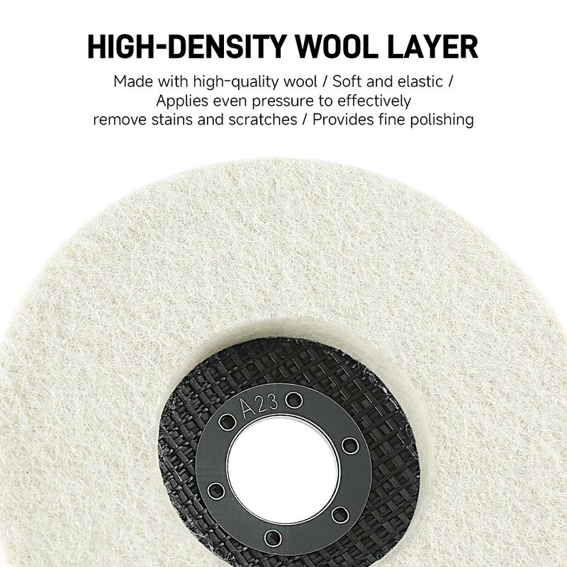 LOZLIN 1PCS/3PCS 5" Wool Polishing Wheel for Polishing Metal, Glass, Stone, and Ceramics for Angle Grinder Polish Pads, Safe, Durable & Efficient