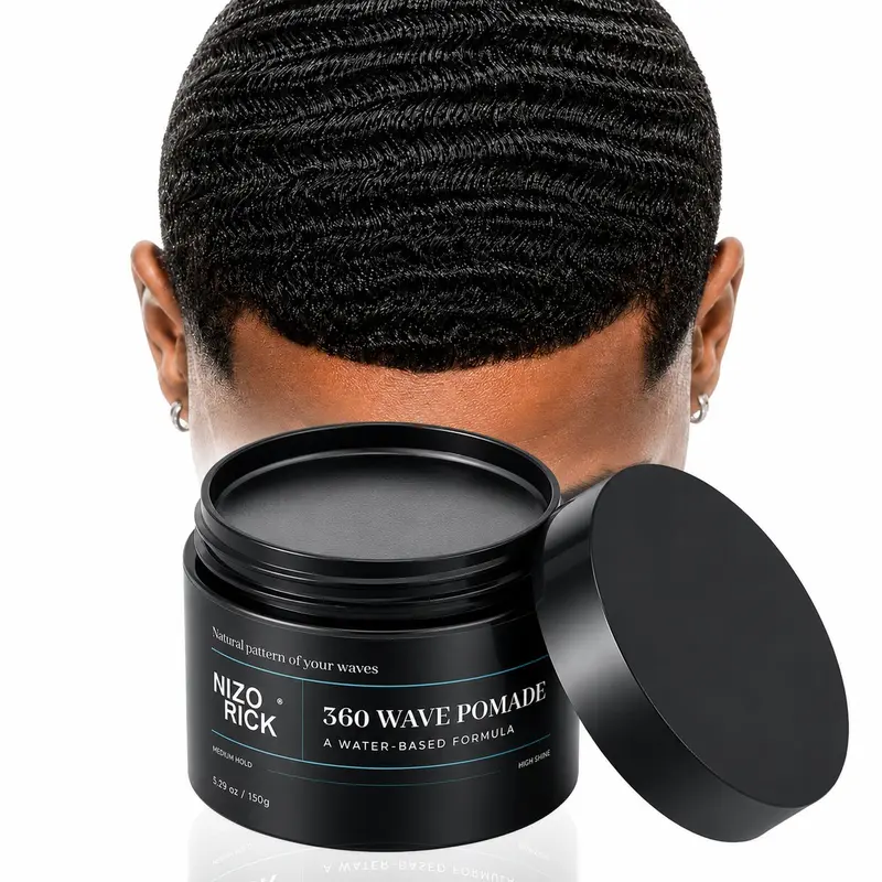 NIZORICK Unisex 360 Wave Pomade - Haircare Gel, Strong Hold Water-Based Styling, Clean Wave Finish, Non-Greasy, 150g
