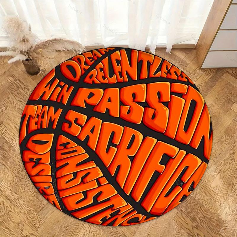 1pc Sports Theme Basketball Inspirational Rug, Durable Non-Slip Polyester Carpet for Gym Decor, Vibrant Indoor Home Decoration