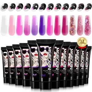 Morovan Poly Gel Nail Colors: 12 Colors Poly Nail Gel 15ml Professional Poly Nail Extension Gel for Holiday Manicure DIY Design Salon at Home