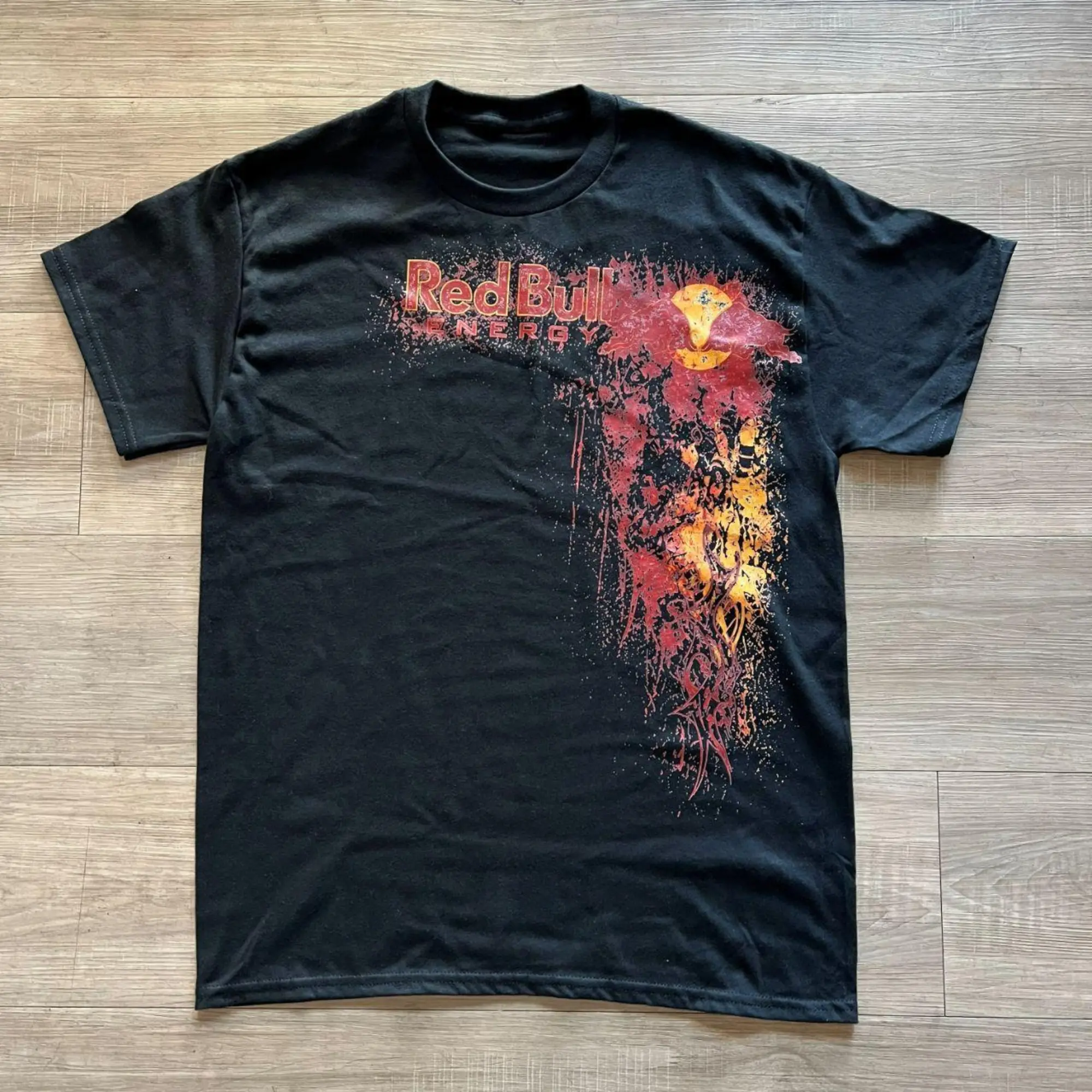Y2k Affliction Style Redbull Graphic Tee, Y2K Dark Aesthetic Streetwear Tee, Crew Neck, Short Sleeve, Cotton, Gift for Aesthetic Him Her, Men And Womenswear Top