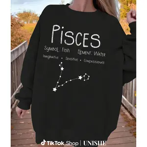 Soft Long Sleeve Pisces Zodiac Top – Breathable & Fashionable Women's Sweatshirt