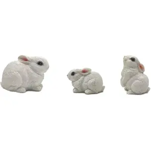 3PCS Bunny Statues Garden Decorations Set, Outdoor Small Light Weight Baby Rabbit Garden Statues for Outside Patio, Porch, or Flower Pots
