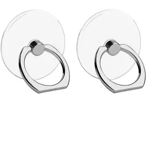For iPhone & Android Phone Cases – 2 Pcs Transparent Phone Ring Holder, 360° Rotating Clear Finger Kickstand Grip (Round)