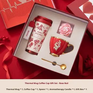 🎁Premium Mother's Day Gift Box Set with Ceramic Liner Insulated Water Cup, Practical Daily Thermal Cup for Women Girls Female Friends, Perfect Holiday Gift