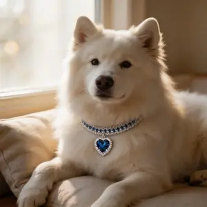 Elegant Rhinestone Heart Pendant Dog Cat Collar Shining Crystal Necklace Pink Blue Diamond Pet Accessories