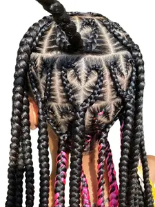 Faux Locs Goddess Heart Shape Braided Wigs Lace Front Wig For Black Women 36 Inches Box Braides Lace Wig Synthetic Fulani Blonde Burgundy Cornrow Wigs