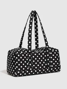 Women's New Large Capacity Polka Dot Smooth Zipper Design Tote Bag, Handheld Shoulder Bag, Shoulder Totes for Work and Daily Use, Stylish and Practical