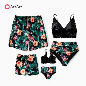 PatPat Swimsuits Tummy Control High Waisted Two-piece Full Support Family Matching Swimwear and Allover Floral Print Swim Shorts Bathing Suits Spring Break Spingtok
