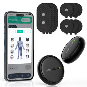 Medcursor Wireless Dual-Channel Muscle Stimulator, App-Controlled TENS Unit with Session Memory, 3 Modes, 25 Intensities, Pain Relief for Back/Arms/Shoulders/Legs, Portable with Storage Pouch