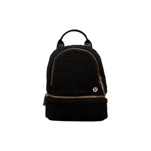 Lululemon 3L City Adventurer Fleece-Lined Backpack for Women – Sporty Casual Style in Black with Gold Accents