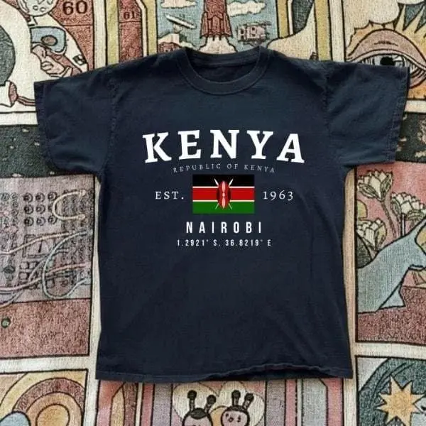 Kenya Baby Tee, Nairobi Y2K Vintage Kenya Flag Shirt, East African Aesthetic Tee, Swahili Pride Graphic Top for Women