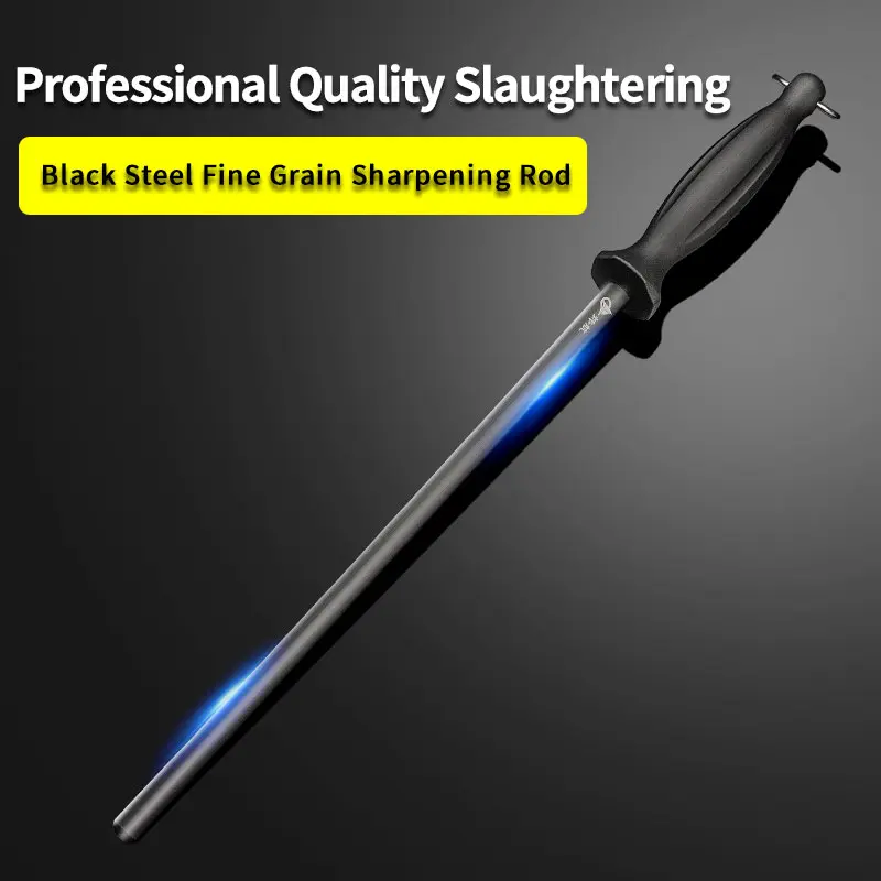 High-End Professional 12-Inch Cylinder Steel Sharpening Rod, Comfortable Handle, Daily Maintenance Tool, Home Kitchen Restaurant Use, Kitchenware