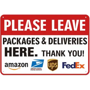 Leave Packages and Deliveries Here Sign, Self-Adhesive Weather & Fade Resistance Please Place Packages in Box Sticker, Delivery Signs for Packages, Front Door，House, Home, Office Outdoor Use