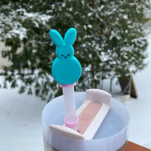 Marshmallow Bunny Peeps Easter Themed Straw Toppers and Charms for Stanley Tumbers & 9.5mm Straws with Durable PLA Design - Stylish, Beverage