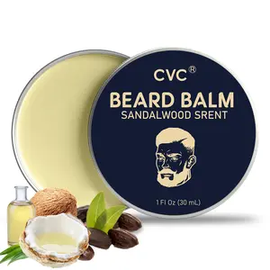 Sandalwood Scent Beard Balm 1oz / 30ml – Natural Nourishing & Styling Balm for Men, Softens, Tames & Conditions Facial Hair, Non-Greasy Formula, Daily Beard Care