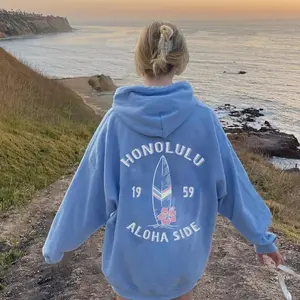 Hawaii Honolulu Hoodie For Women For Men Vintage Surfing Hoodie Aesthetic Hoodie Beach Sweatshirt Summer Vintage Graphic Tees