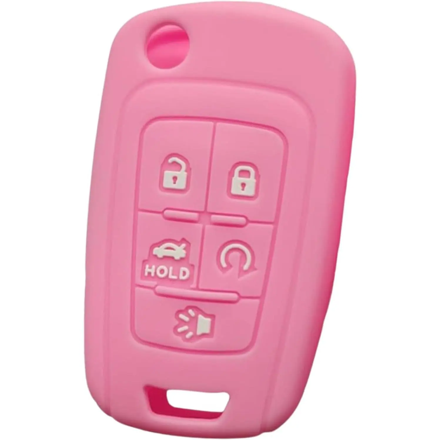 Silicone Key Fob Cover for Chevy/GMC Keys - 5-Button Keyless Remote Holder with Precise Cutouts, Button Access, Snug Fit, Remote Protection for Terrain Denali 2014-2020, Malibu, Camaro, Cruze, Spark EV, Impala (20979468, Pink)